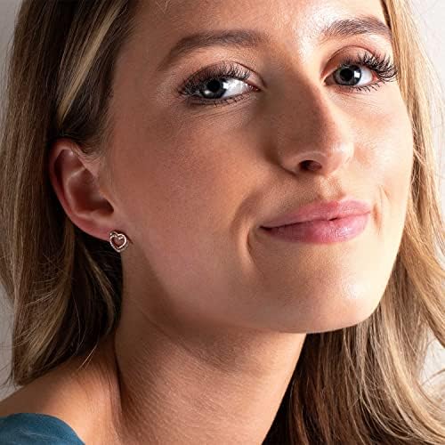 Dew Sterling Silver and Cubic Zirconia Entwined Heart Stud Earrings