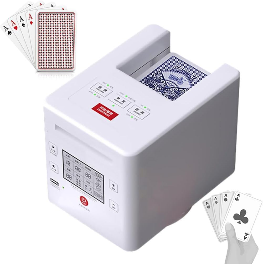 Eoweiot Universal Card Dealer Machine 180° 360 Rotating Modes, Texas Hold'em 2 Decks 1-12 Players Automatic Card Dealer for Poker
