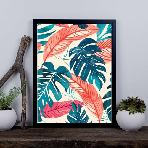 Cadre Monstera corail et sarcelle d'exception Electric Botanicals
