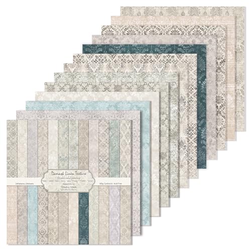 Papier damassé scrapbooking de qualité supérieure à texture lin pour création de cartes de luxe