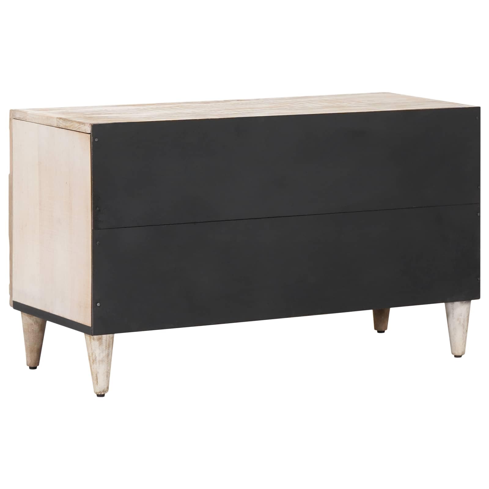 TV-Schränk mit Regal Weiß 80 x 31,5 x 46 cm Massivholz Mango, Lowboard Mediaschrank Sideboard mit Metallfüßen, HiFi Rack für Wohnzimmer und Heimkino, Kommode für TV und Gaming Zubehör