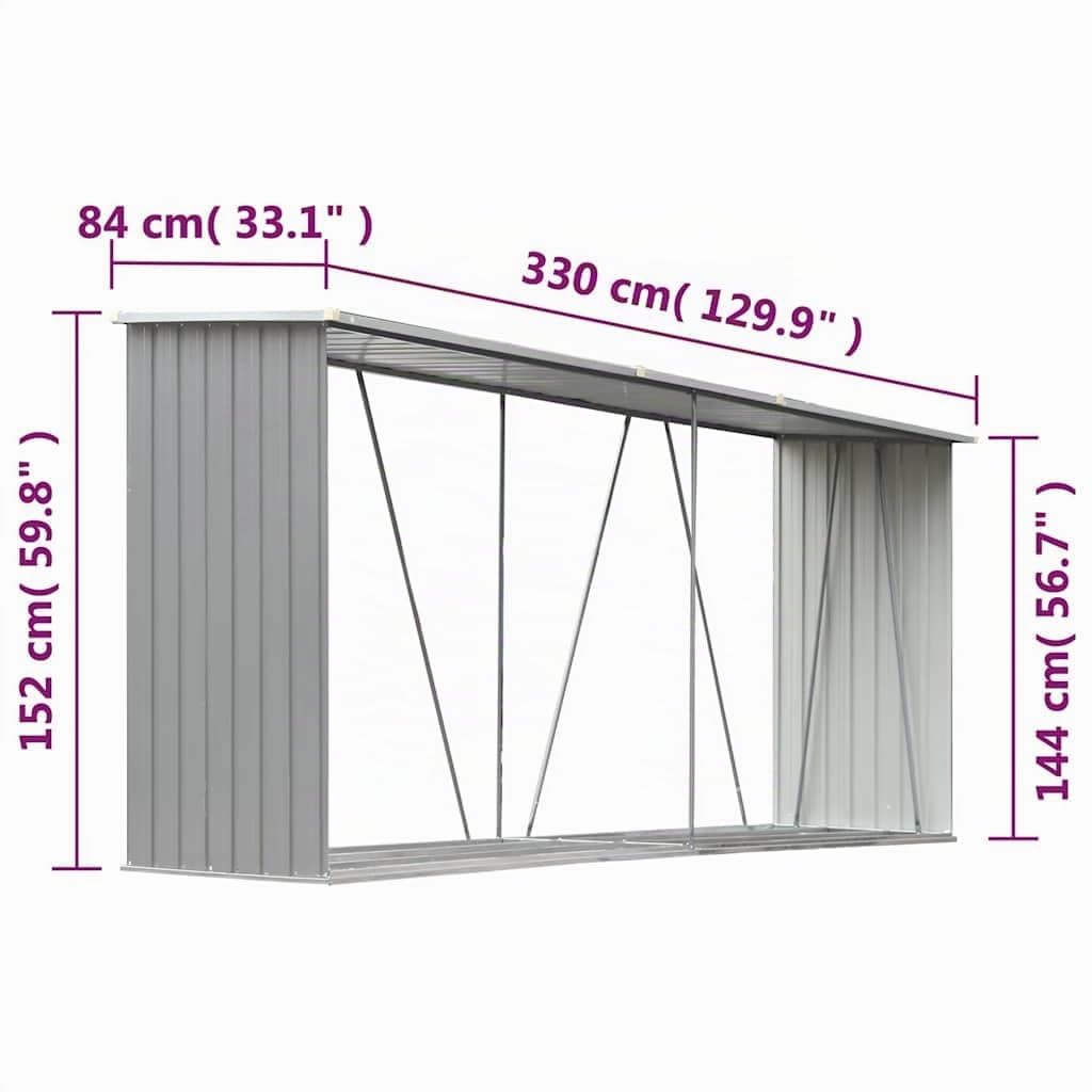 vidaXL Abri Stockage Bois Acier Galvanisé 330x84x152cm Gris Jardin