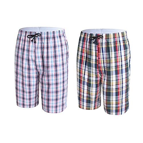 GTHTTT 2pcs Herren Schlafanzughose Pyjamahose Kurz Baumwolle Kariert Mix &...