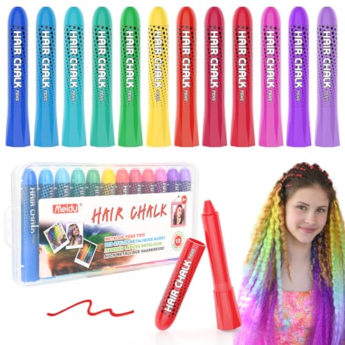 Hair Chalk for Girls Washable,Temporary Hair Color for Kids,Hair Paint for Dark Hair.Birthday Gift for 7,8,9,10,11,12 Years Old Girls.(12 Color)