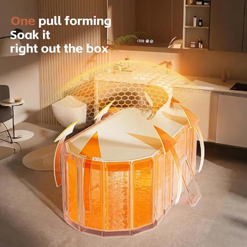 Bañera portátil cubo plegable con aislamiento de calor para baño 8