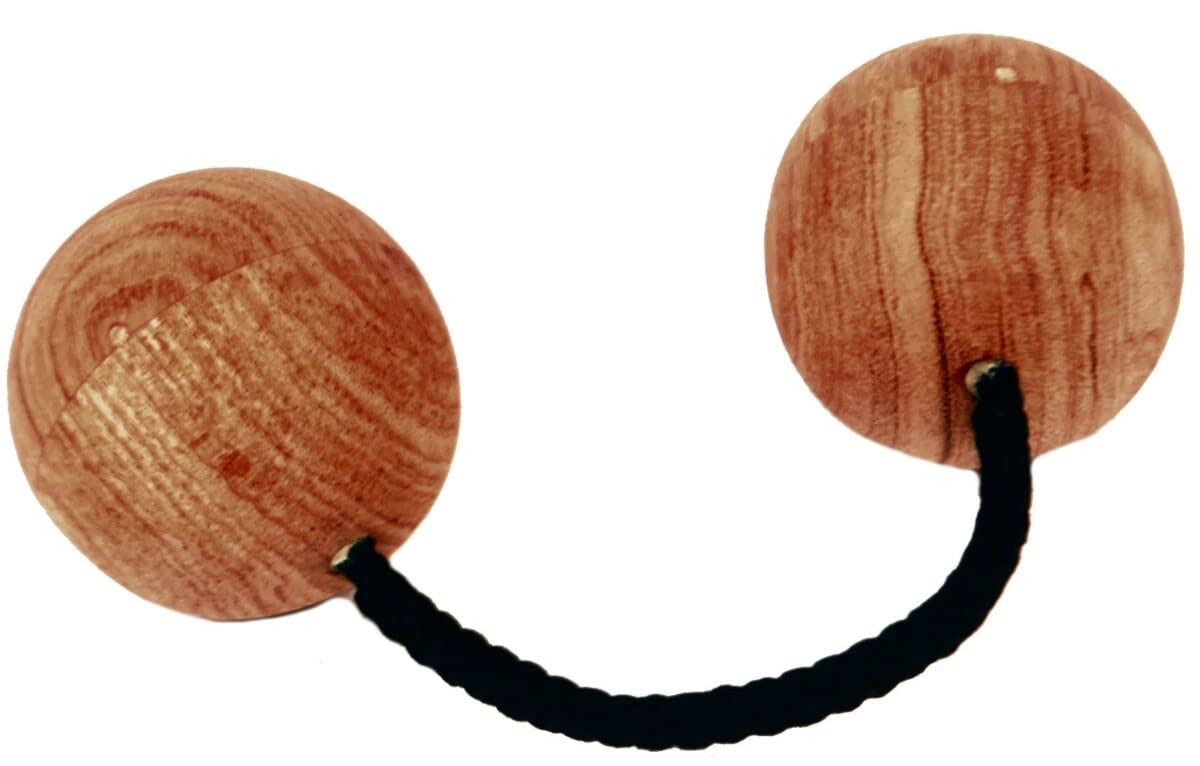 Fair Trade Wood Wooden Shaker Natural Tandem Ball Pair Duo