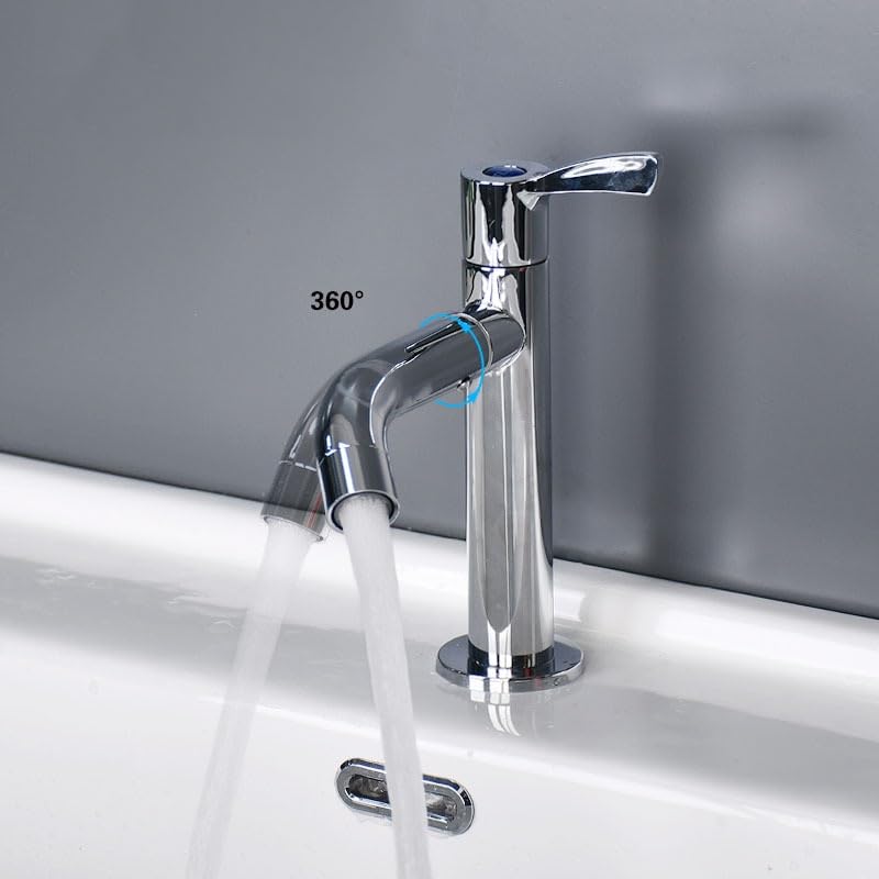 Un solo grifo frío para lavabo con boquilla de agua giratoria baño 3