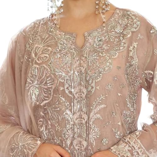 Image of Women's Net Multicolor Heavy Embroidery & Sequin Work Designer Stitched Salwar Suit