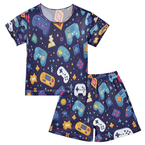 Games Console Kids Pjs Set Boys Girls Summer Short-Sleeve Sleepwear Pajamas 2PCS
