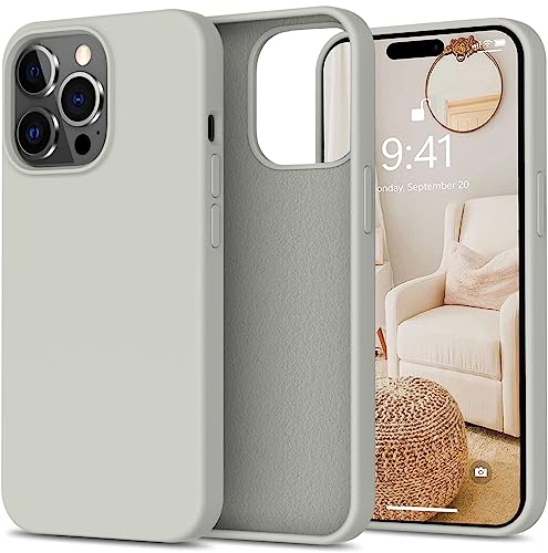 Image of DIZORO Silicone Back Case for iPhone 14 Pro, Soft-Touch Phone Microfiber Silicone Back Cover for iPhone 14 Pro - Stone