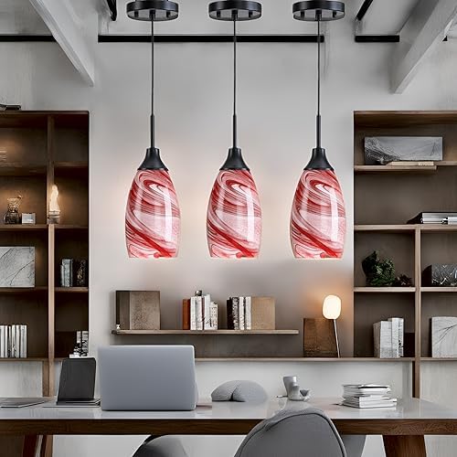 Image of Viinew Mini Glass Pendant Light,Burgundy Marble Glass Hanging Light