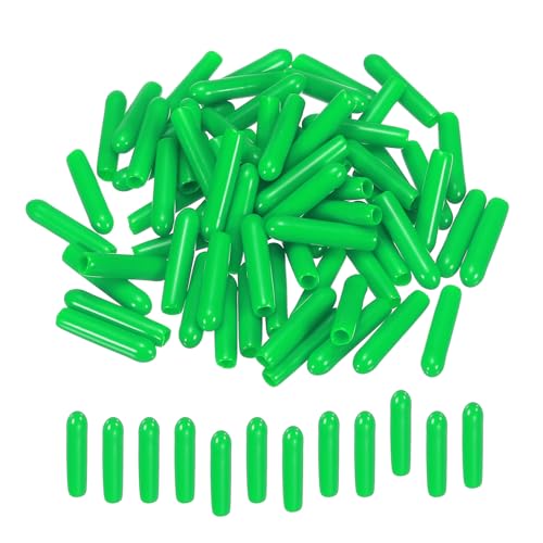 Image of MECCANIXITY 100pcs 1 /8 inch(3mm) Rubber End Caps Cover PVC Vinyl Screw Thread Protector Round Wire Shelf Caps for Screw Bolt Pipe Fence Post, Green