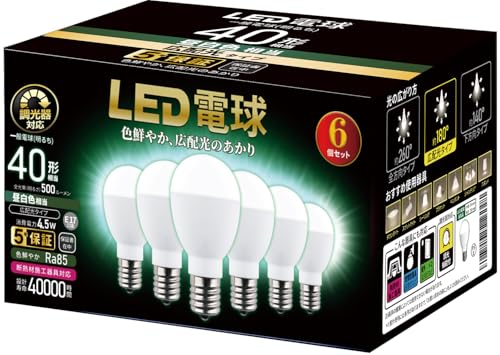 �~�j�N���v�g���^ ������Ή� �v���~�A LED�d�� ����E17 40�`���� �����F����(4.5W) ���`�d���E�L�z���^�C�v �����Ή� �f�M�ގ{�H���Ή� 6�Z�b�g