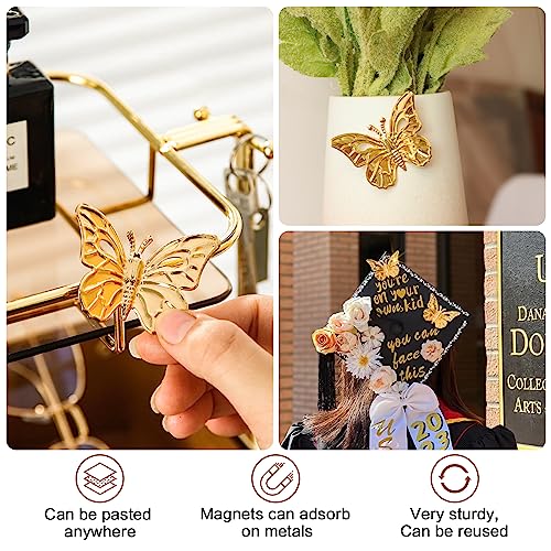 Decoración de mariposas doradas 3D, 18 unidades miniatura 3