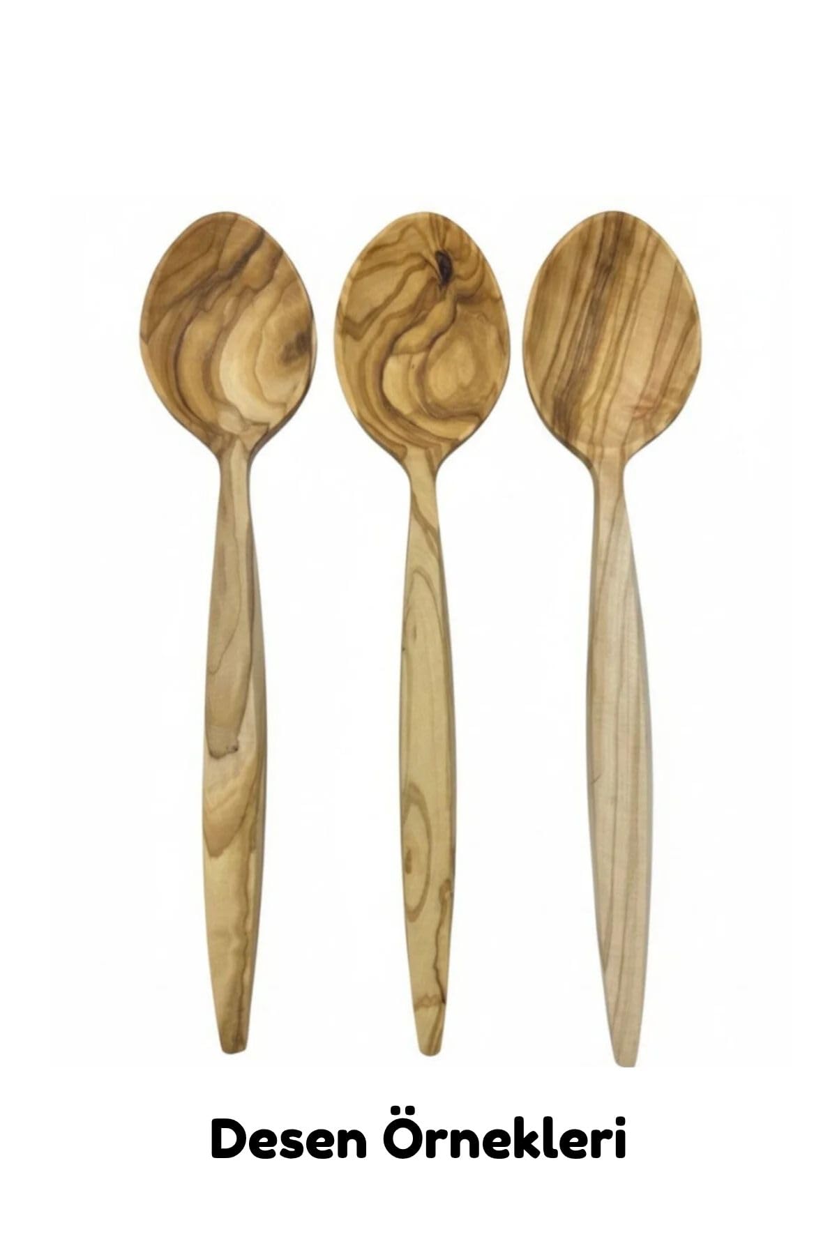 Doğal Zeytin Ağacı, El Yapımı Servis Kaşığı, 23 cm, Ahşap, Kahverengi, BPA Free, 1 Adet