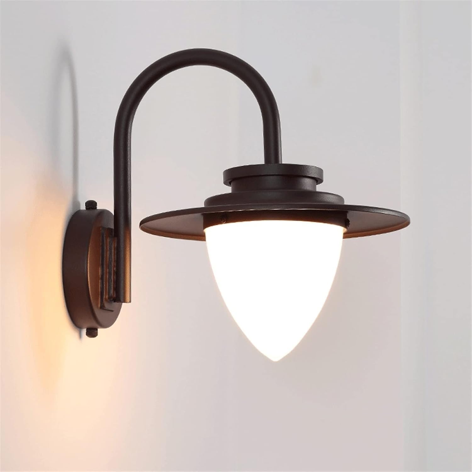 OZBMA Outdoor Waterproof Wall Lamp Retro E27 Single Head Light V-intage Metal Wrought Iron Glass Spotlights,Chandeliers (Brown)