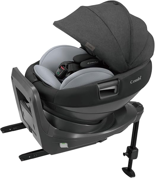 コンビ ISOFIX固定 新生児対応 回転式 チャイルドシート 新生児から4才頃 ホワイトレーベル THE S ISOFIX エッグショック ZC-720 グレー 取付ラクラクセパレート 洗い替え用肩ベルトカバー付き - 1