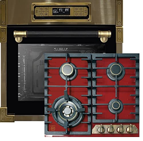 Kaiser Herdset EH 6726 AD+KCG 6335 RotEm Turbo, Retro Einbau Backofen 80L, 11 Betriebsfunktionen+Retro Einbau Gas Kochfeld 60 cm, Rotes Glas, Erdgas/Propangas/Fl.Gas