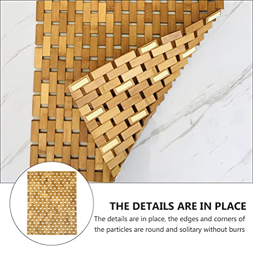 Garneck Tapete de bambu antiderrapante, tapete de banheiro de madeira, repelente de água, tapete de