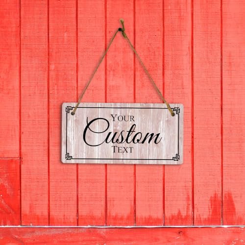Signs ByLITA Customizable 5 x 10” Decorative Border Hanging Wall or Door Sign | Rustic Twine | Stylish Personalized Greeting Sign | Home or Business Personalized Signage