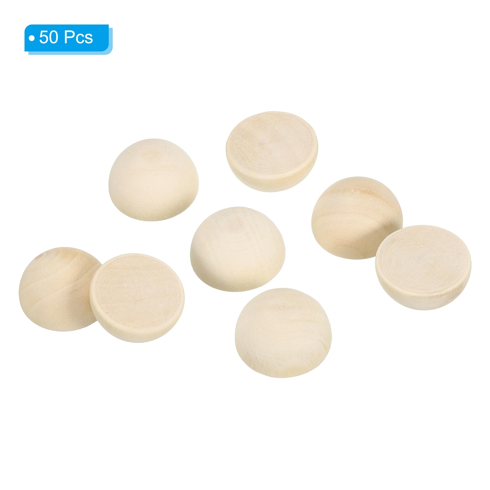 PATIKIL 35mm Half Wood Beads, 50 Pack Unfinished Natural Wooden Beads Round Split Wood Balls for Craft Art Ornaments Painting - Image 3