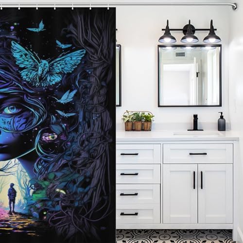 Rideau de douche imperméable enchanté Woods en polyester lavable 152x183cm