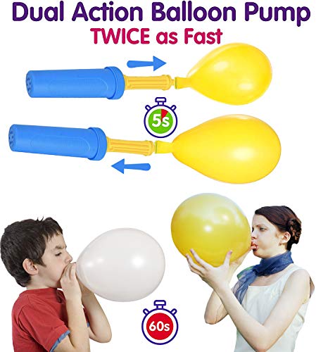 image for Hiquaty Balloon Pump Hand Held 2 Pack, 2Way Dual Action Inflator Air P