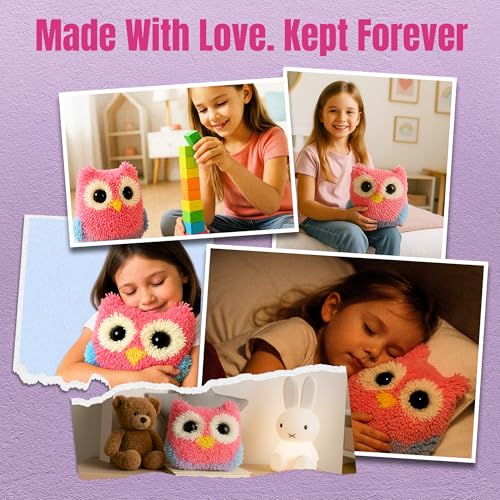 Image of Latch Hook Kit for Kids - Wise Owl Rug Pillow Craft, Ages 6+