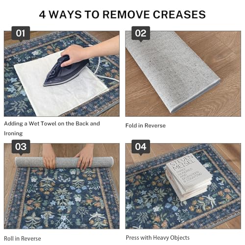Tapete decorativo navy floral 61x91 cm lavable Boho miniatura 4