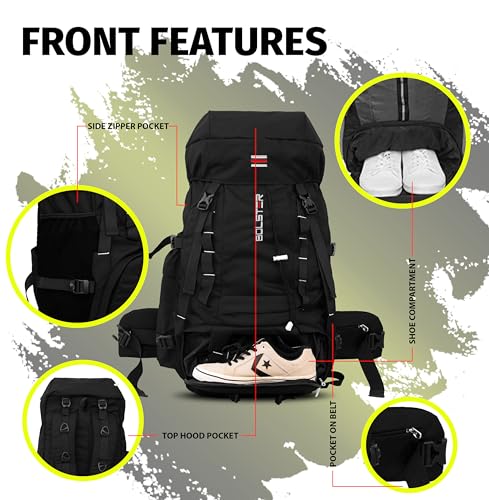Image of addixon 70L Travel Backpack with Shoe Compartment - Ideal for Hiking, Trekking, and Wanderlust Travelling