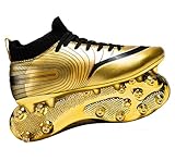 Men's Soccer Cleats High-Top Unisex Football Boots with Golden Soled Spikes for Outdoor and Indoor Training and Athletic Performance (Gold, Numeric_9_Point_5)
