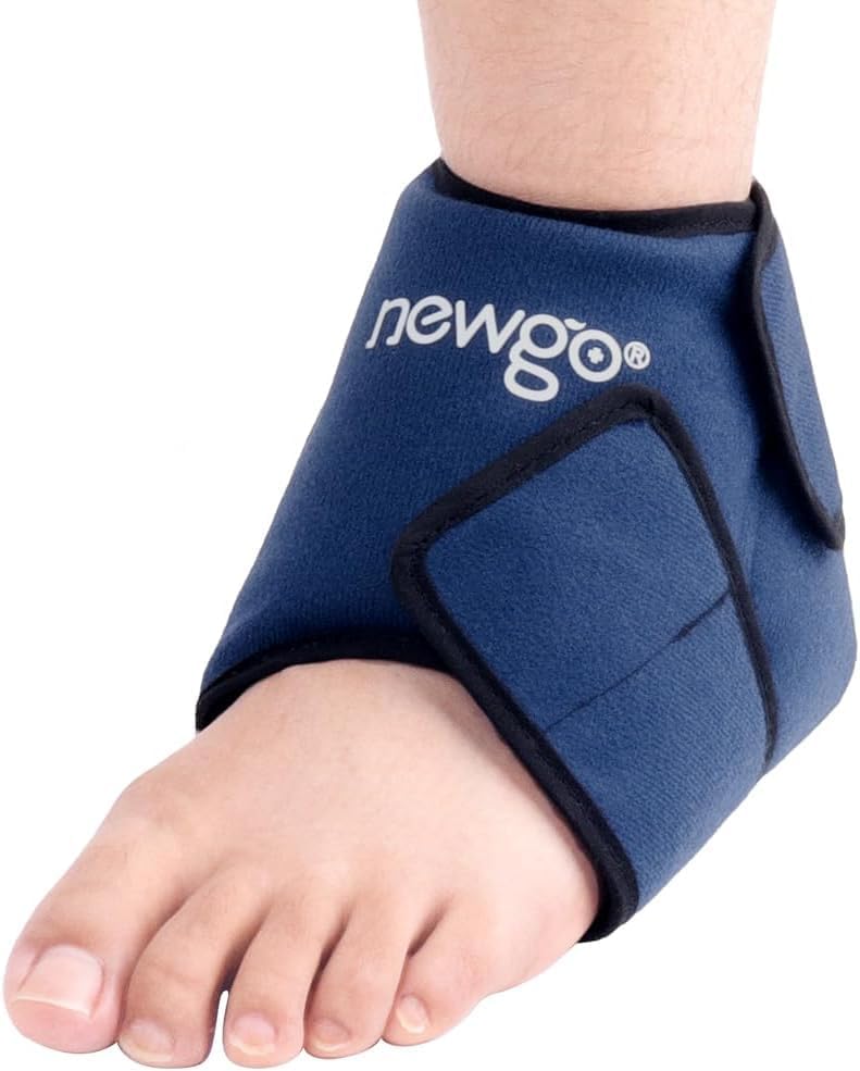 NEWGO Ankle Ice Pack Wrap for Swelling, Plantar Fasciitis, Foot Pain Relief, Reusable Gel Cold Compression Ankle Brace for Injuries, Achilles Tendonitis