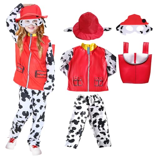 KUWUNG Disfraz de carnaval para niños, 5 unidades, disfraz de cosplay para carnaval, Halloween, disfraces de carnaval para niños de 2 a 4 años, altura 90 105 cm (rojo niña)