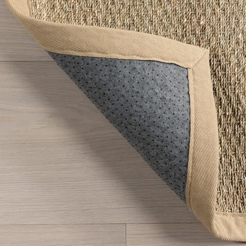 nuLOOM 2x12 Elijah Seagrass Area Rug, Beige, Solid Farmhouse Style, Cotton Bordered, Basketweave, Natural Fiber, For Bedroom, Dining Room, Living Room, Hallway, Office, Kitchen, Entryway - Image 5