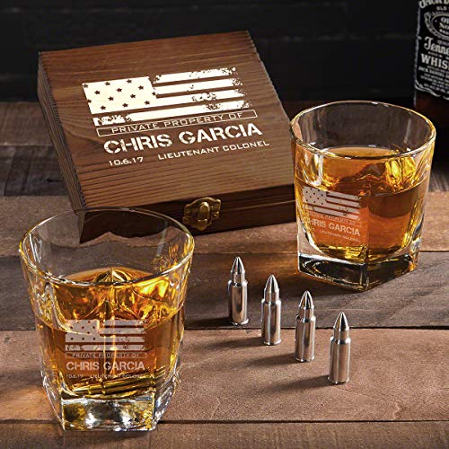 American Heroes Personalized Colchester Bullet Whiskey Stone Set of Military Gifts (Custom Product)