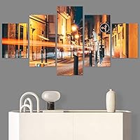 SIGNWIN 5 Panel Canvas Wall Art Street Lights for Home Decorations Ready to Hang - 60