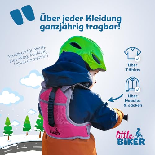 Little Biker Fahrradlernweste | Fahrradlernweste Kinder mit Griff | Die bessere Alternative zu Stützrädern | Natürliches Schulen des Gleichgewichts | Für Kinderfahrräder ohne Stützräder
