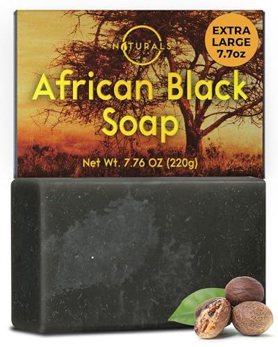 O Naturals Jabón Limpiador Negro Africano - Rico en Manteca de Karité, Ayuda a la Piel Propensa al Acné, Jabón Facial Natural para Hombres y Mujeres en Barra, Jabón Negro Hidratante para Hombres