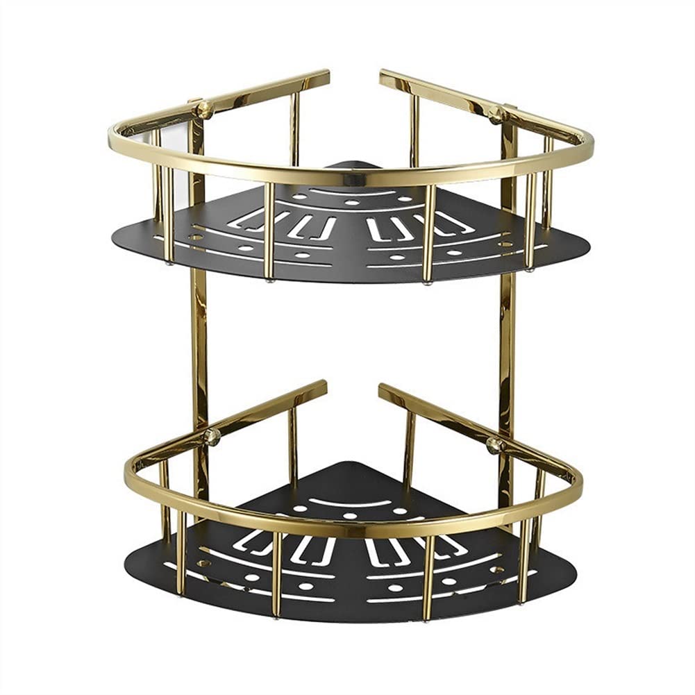 ZJHFFFG Corner Shower Caddy Bathroom Shelfs Floating Shelves Wall Mounted Brass for Cosmetics Shampoo Towel Organizer Shelf Draining