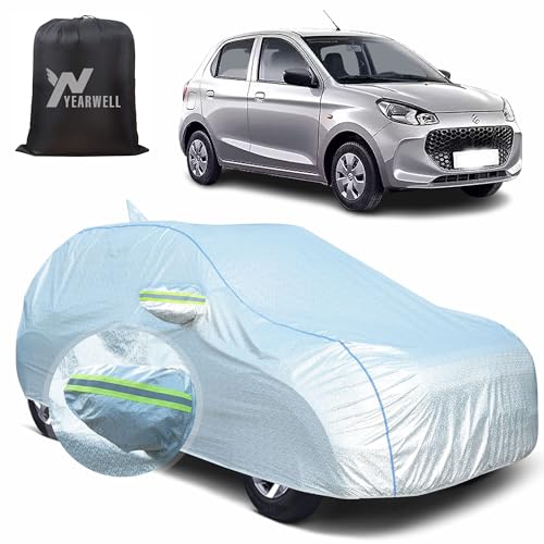 Image of Car Body Cover for Maruti Alto K10, 100% Waterproof, Heat-Resistant with Mirror & Antenna Pockets, Soft Cotton Lining, Triple Stitched, Piping & Reflector (Reflective Silver)