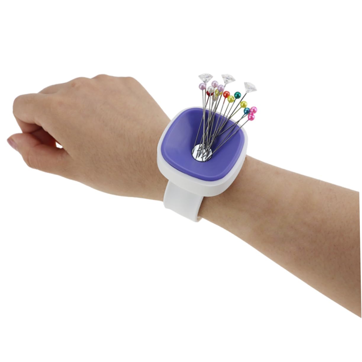 NUOBESTY 3 Piezas Sostenedor Magnético Del Bobby Pulseras Magnéticas Pulseras De Silicona Alfiletero Acolchado Alfiletero De Costura Magnético Montar Familiar Portaagujas