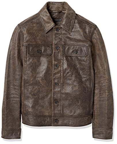 Image of John Varvatos mens Saul Leather Trucker Jacket