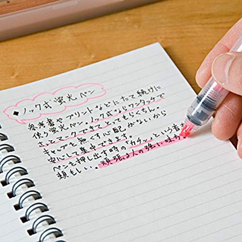 MUJI Retractable Highlighter Pen 5-Colors Pack Yellow Blue Pink Orange Green Refillable