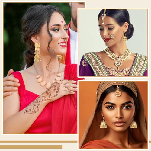 Nosiny 16 Pairs Jhumkas Indian Earrings for Women Vintage Jhumka Bell Hoop Dangle Earrings Set Ethnic Bohemian Indian Jewelry4