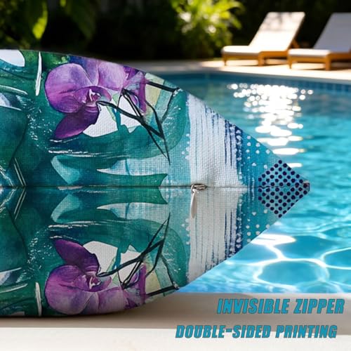 Coussin extérieur imperméable 80 x 80 cm housse déco bleu violet canapé - 7