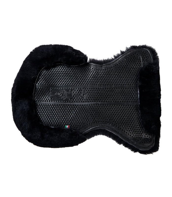 Acavallo Therapy Gel Pad Full Sheepskin - Almohadilla de gel (talla L), color negro