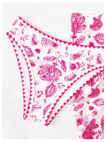 Milumia Women's 3 Piece Swimsuit Floral Print Bandeau Bikini Swimwear with Cover Ups4