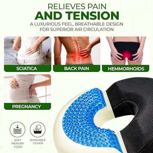 Anbocare BUTTERFLY2021 Donut Gel Sitting Pillow - Orthopedic Memory Foam For Tailbone Pain, Hemorrhoid, Bed Sores, Postpartum, Prostate thumb #2