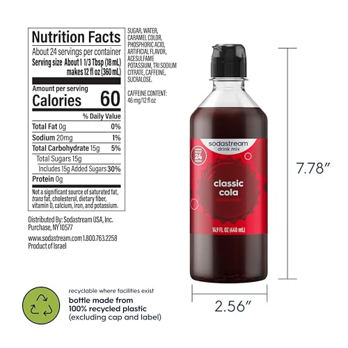 Image of Sodastream Classic Cola New Pour Bottle, 14.9 Fl Oz (Pack of 4)