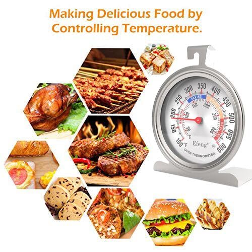 Miniatura 7 de Termómetros de horno para horno de gaseléctrico con 100-600F122.0-572.0 F, dial grande de 3 pulgadas y base, seguridad en el horno, fácil de leer,
